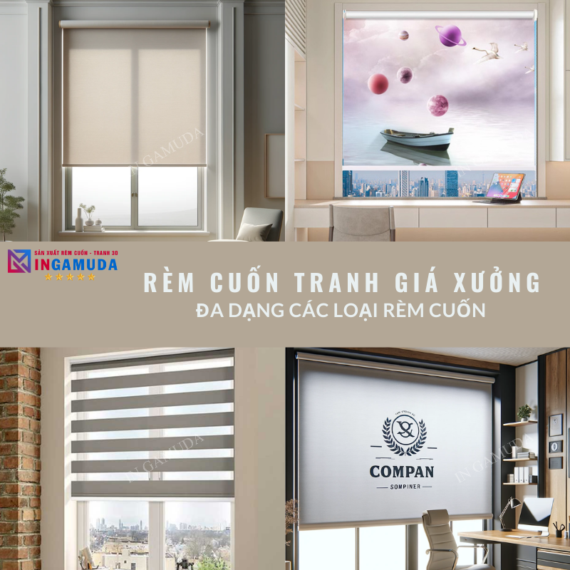 Rèm cuốn tranh in ấn và sản xuất tại xưởng in Gamuda