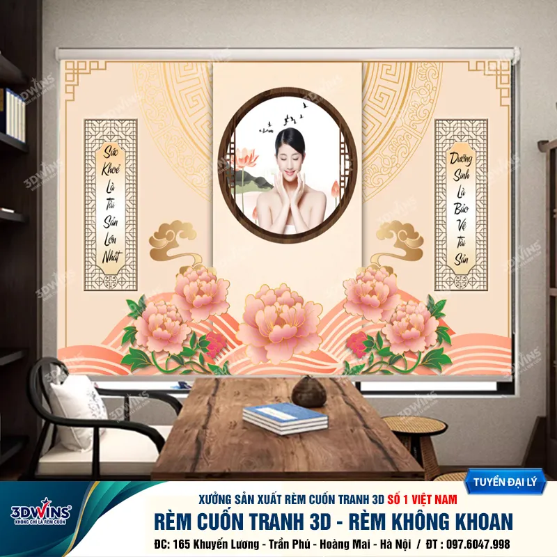 Rèm Cuốn Cho Quán Spa Đông Y Dưỡng Sinh Rèm Cuốn Tranh Không Cần Khoan Tiện Lợi Giá Rẻ Tại Xưởng Rèm 3DWins