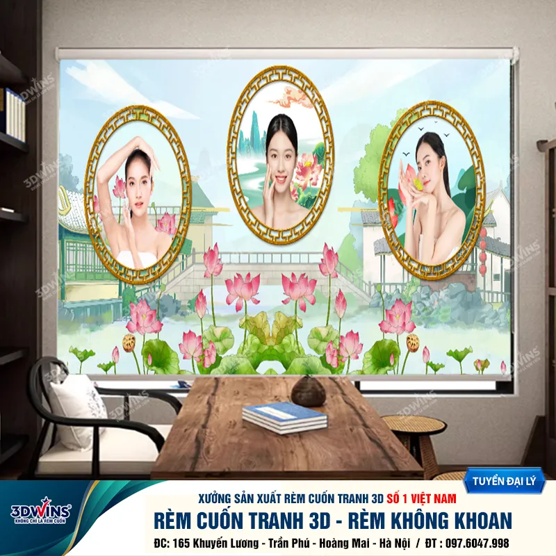 Rèm Cuốn Cho Quán Spa Đông Y Dưỡng Sinh Rèm Cuốn Tranh Không Cần Khoan Tiện Lợi Giá Rẻ Tại Xưởng Rèm 3DWins