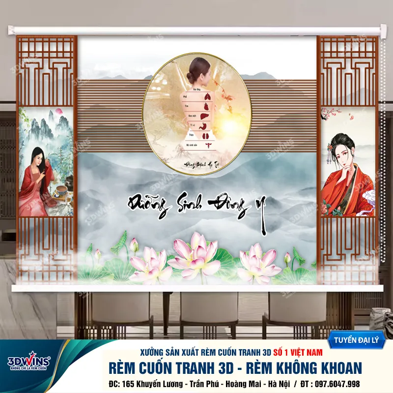 Rèm Cuốn Cho Quán Spa Đông Y Dưỡng Sinh Rèm Cuốn Tranh Không Cần Khoan Tiện Lợi Giá Rẻ Tại Xưởng Rèm 3DWins